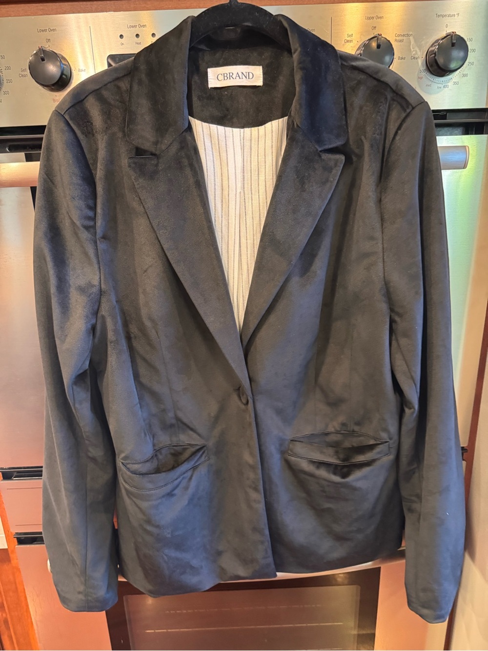 Women's Black Velvet Blazer - Single Button Tailored Jacket